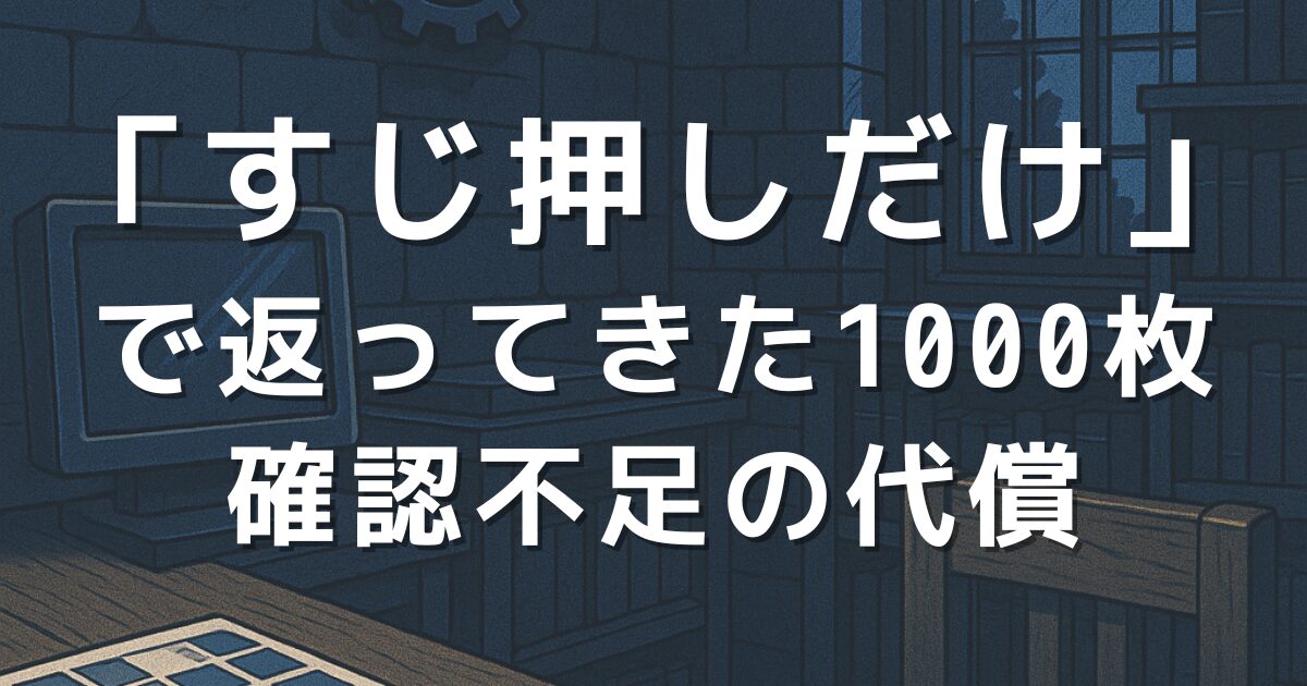 夜の作業机をイメージした背景画像に、記事タイトルの文字を重ねたアイキャッチ画像